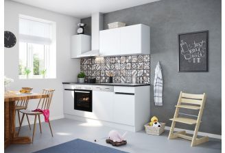 Klick k213e keuken met apparatuur Wit 210 cm met oven kookplaat en vaatwasser