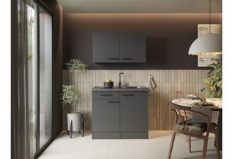 SoHo 100 cm Mini keuken met spoelbak en bovenkasten