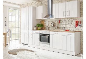 Landelijke keuken meister in wit met hout soft close-sfeerbeeld zijkant