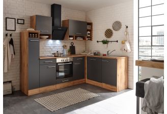 Meister Economy Wild eiken hoekkeuken grijs - 250 cm inclusief apparatuur- sfeerfoto zijkant