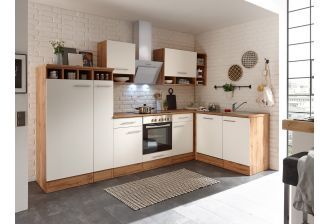 Meister wild eiken hoekkeuken met wit front geopend