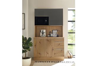 Koffiehoek keuken Marleen 120 cm eiken grijs met magnetron