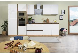 Eiken greeploze keuken met wit hoogglans fronten- complete keuken meister premium greeploos eiken 345cm met vaatwasser