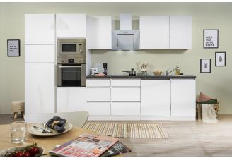 Greeploze hoogglans keuken in het wit met inbouw apparatuur- complete keuken meister premium greeploos wit 345 cm met vaatwasser