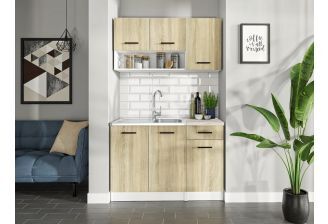 Brina kleine keuken 120cm wit eiken in sfeerbeeld