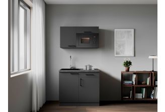 SoHo 100 cm Kitchenette | Inclusief keramische kookplaat & zwarte spoelbak