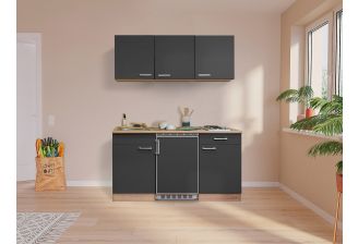 Kleine keuken meister b150 cm eiken met koelkast en kookplaat- sfeerbeeld voorzicht