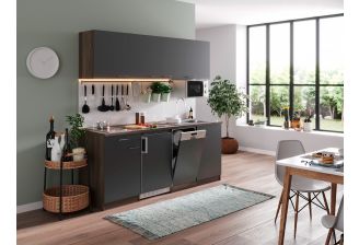 Zelfbouw keuken Meister New York 195cm incl. apparatuur | Grijs | Elektrische kookplaat-Ja