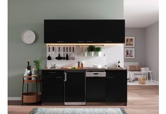 Zelfbouw keuken Meister New York 195cm incl. apparatuur | Zwart | Elektrische kookplaat-Ja