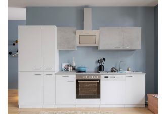 Keuken 310cm wit beton KB310WWBSCGKE178G voorkant