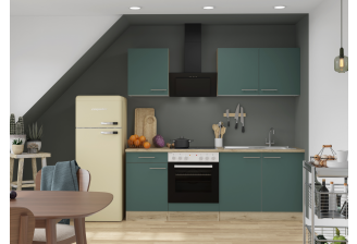 Klick G136E keuken met apparatuur - Groen - 210 cm
