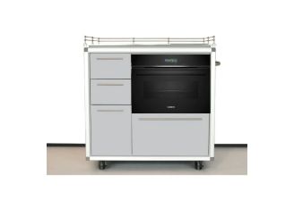 Mobiel bakstation op wielen  - 101 cm - grijs - laden - oven - reling
