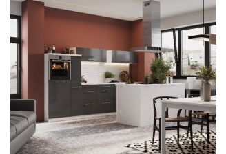 Meister Premium kookeiland 310cm wit/hoogglans met apparatuur | Grijs