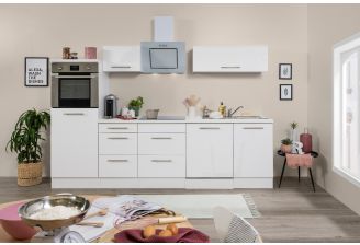 Meister Premium softclose design-H keuken 280cm wit inclusief apparatuur en vaatwasser