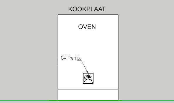 Tekening van de aansluitpunten van de oven met kookplaat